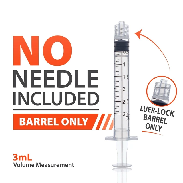 Alt view image 5 of 6 - Luer-Lock Syringe Barrel, 3ML Syringe, Pack of 100