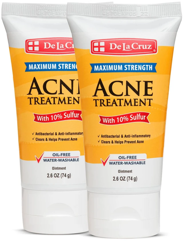 Main image of 10% Sulfur Ointment, Face Acne Treatment, 2.6oz tube (2 Pack) Maximum Strength Sulfur Acne Treatment, Helps Clear Pimples, Antibacterial & Anti-inflammatory, Non-Comedogenic, Made in USA