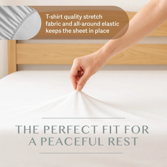 Alt view image 6 of 7 - 4 Pack Fitted Hospital Bed Sheets for Home Use, 36 x 84 x 12 Soft Cotton Rich Jersey Knit, Elastic All Around, Stays Put When Bed Is Raised, Machine Wash & Dry, 4 Pack, 12 in Pocket