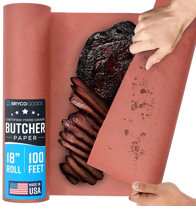 Main image of Pink Butcher Paper Roll for Smoker, 18" x 100', Made in USA Food-Grade, Unbleached, Uncoated & Unwaxed Peach Paper for BBQ, Grilling, Smoking Meat & Fish