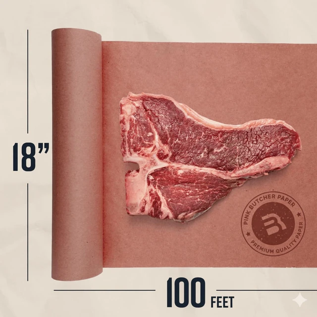 Alt view image 4 of 7 - Pink Butcher Paper Roll for Smoker, 18" x 100', Made in USA Food-Grade, Unbleached, Uncoated & Unwaxed Peach Paper for BBQ, Grilling, Smoking Meat & Fish