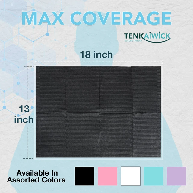 Alt view image 2 of 6 - 200 Pack Disposable Dental Bibs 13"x18", 3-Ply Waterproof Tattoo Bibs Sheet for Nail Salon, Dental Clinic, Feeding, Tattoo Shop (Black)
