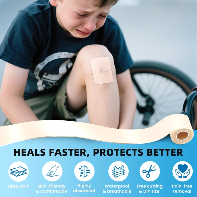 Alt view image 6 of 7 - Hydrocolloid Roll Bandages, 2IN x 16FT Extra Large Hydrocolloid Patch with Self-Adhesive, Ultra Absorbent, Cut-to-Size, Flexible & Waterproof for Burn, Blister, Acne Care