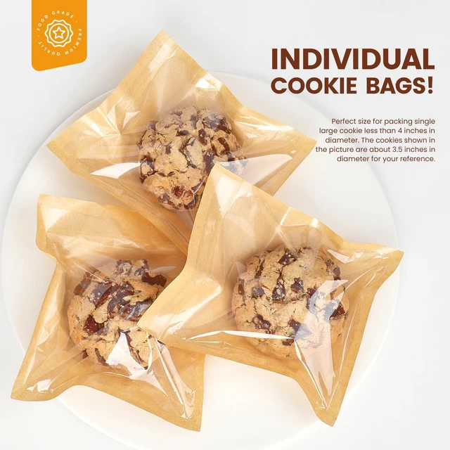 Alt view image 3 of 7 - 500 Pack Cookie Packaging Bags with Seal, 5.7x6.5 Inch Heat Sealable Paper Cookie Sleeves, Grease Resistant To Go Bakery Bags with Window for Bake Sale Brownie, Treat, Donut, Cake Slice, Scone