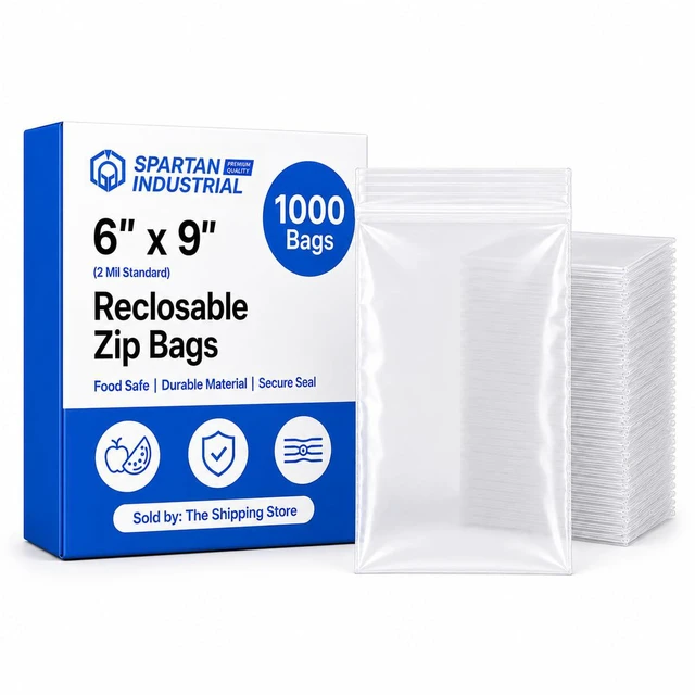 Main image of 6 X 9 (1000 Count) 2 Mil Clear Reclosable Zip Plastic Poly Bags with Resealable Lock Seal Zipper