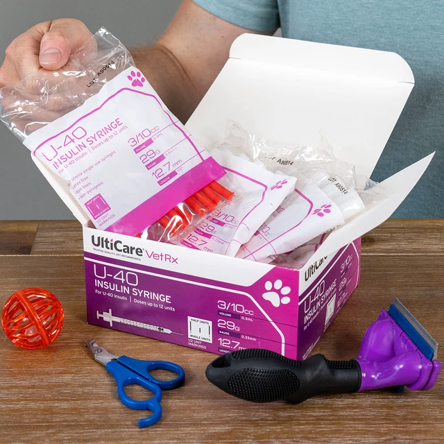 Alt view image 2 of 7 - VetRx U-40 Pet Insulin Syringes, 3/10cc, 29G x 1/2", 100 Ct Half Unit Markings | Comfortable, Accurate Dosing for Your Dog or Cat with Diabetes, Compatible with Any U-40 Insulin