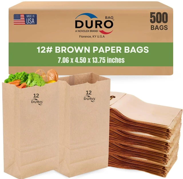 Main image of 18412 12# Large Brown Paper Bags, 7.06 x 4.5 x 13.75 Inches, 500 Ct Made In USA | Disposable Paper Bags Ideal for Deli's, Bakeries, Grocery, & Takeout