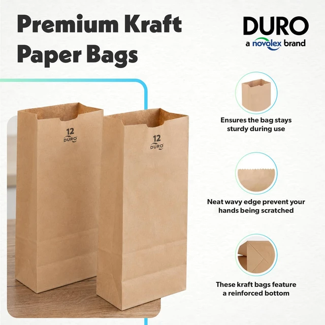 Alt view image 5 of 7 - 18412 12# Large Brown Paper Bags, 7.06 x 4.5 x 13.75 Inches, 500 Ct Made In USA | Disposable Paper Bags Ideal for Deli's, Bakeries, Grocery, & Takeout