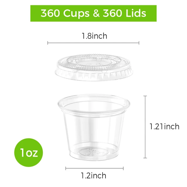 Alt view image 2 of 7 - 360 Set 1 oz Jello Shot Cups with Lids Sturdy & Food Safe Disposable Plastic Portion Condiment Dipping Sauce Cups, Small Containers for Salad Dressing