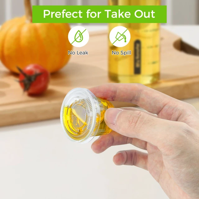 Alt view image 4 of 7 - 360 Set 1 oz Jello Shot Cups with Lids Sturdy & Food Safe Disposable Plastic Portion Condiment Dipping Sauce Cups, Small Containers for Salad Dressing