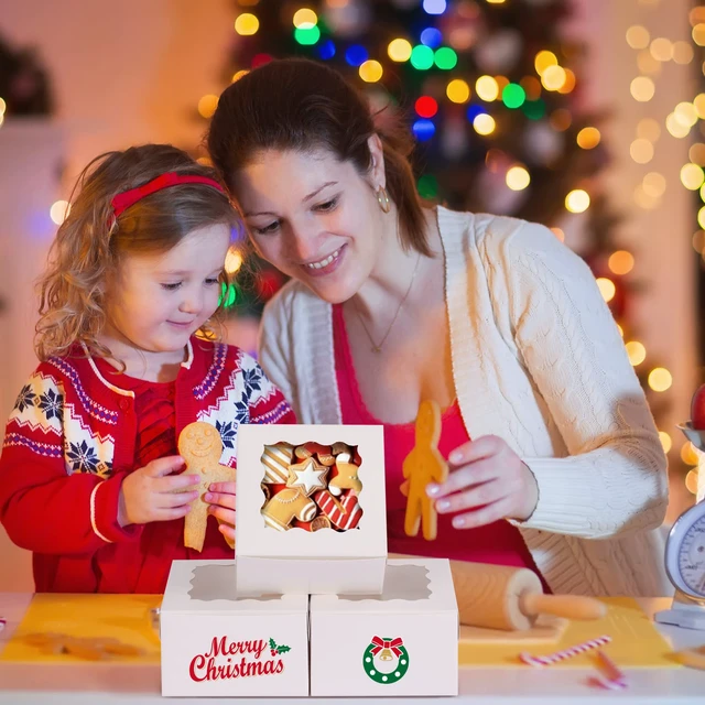 Alt view image 7 of 7 - 120pcs Small Cookie Boxes with Window, 4x4x2.5 In White Bakery Boxes Food-grade Treat Boxes, Dessert Boxes for Small Cookies, Treats, Desserts, Chocolate Covered Strawberries, Mini Cake