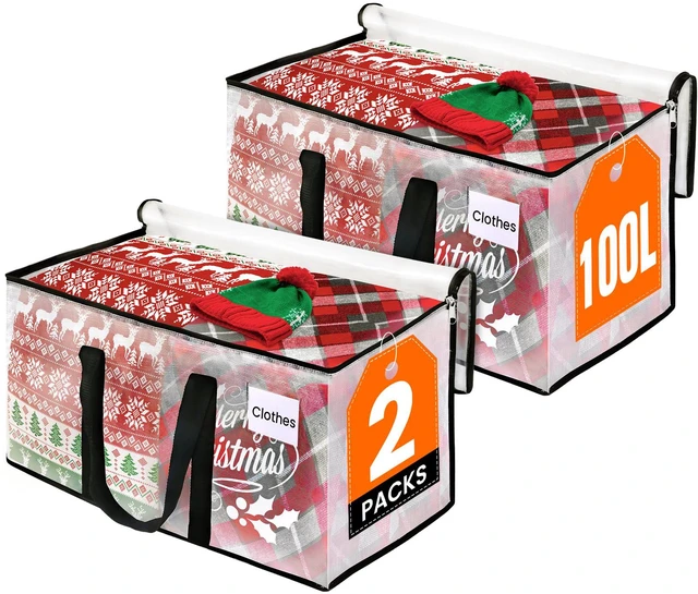 Main image of Moving Bags, Heavy Duty Large Storage Bags, 100L, 2 Pack, Clear Water-Resistant Packing Bags with Reinforced Handles & Dual Zippers, Foldable Storage Totes for Dorm Move & Home Organization