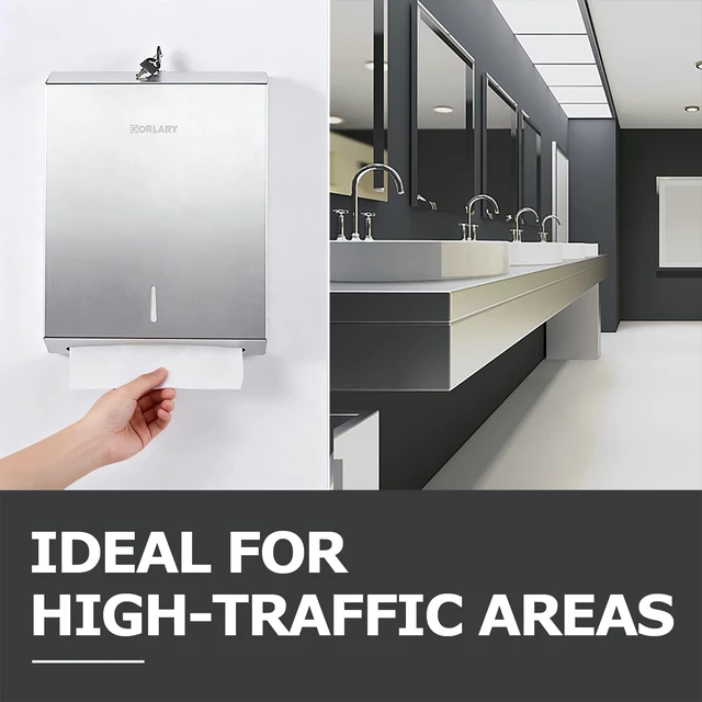 Alt view image 6 of 6 - Commercial Paper Towel Dispenser Wall Mount, Silver Brushed Stainless Steel, Fits C-Fold Multifold Trifold Paper Towels, Fingerprint Resistant, Touchless Hand Towels holder