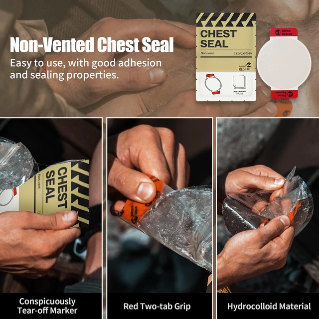 Alt view image 3 of 6 - Non-Vented Chest Seal, IFAK First Aid Supplies (6 Count) Sterile Emergency Trauma Dressing, Occlusive Adhesive Pad Medical for Wound Care, Gunshot, Sucking Chest, HSA/FSA Approved