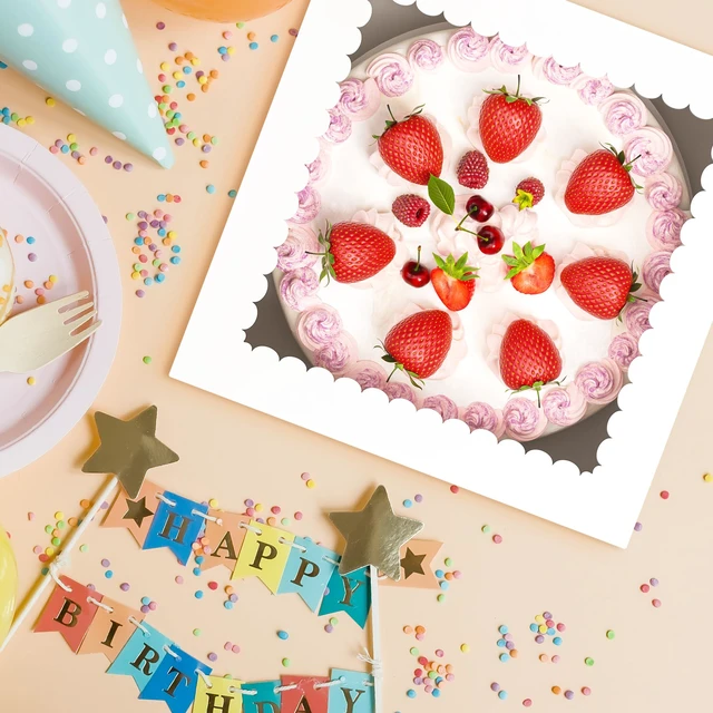Alt view image 6 of 7 - 15 Pack Cake Boxes with Board, 10x10x8 In Tall Cake Box with Window Cake Carrier Holder, Storage Transport Container, Easy to Assemble, Square Bakery Box for Cakes, Cookies, Baked Goods