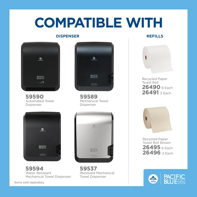 Alt view image 4 of 6 - Pacific Blue Ultra 8" High-Capacity Automated Touchless Paper Towel Dispenser by GP PRO; Black; 59590; 12.9" W x 9" D x 16" H; 1 Dispenser