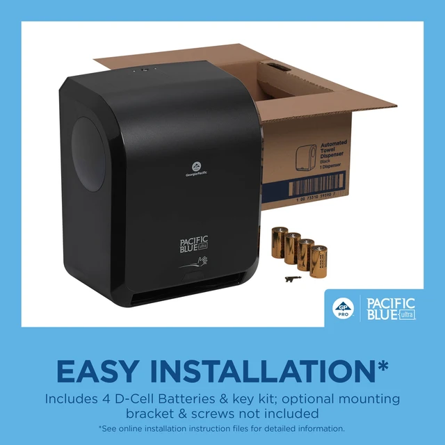 Alt view image 6 of 6 - Pacific Blue Ultra 8" High-Capacity Automated Touchless Paper Towel Dispenser by GP PRO; Black; 59590; 12.9" W x 9" D x 16" H; 1 Dispenser
