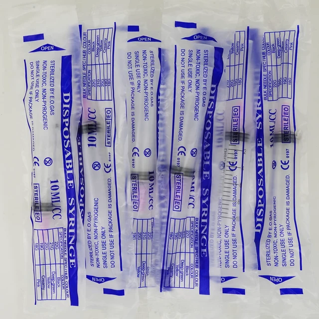 Alt view image 5 of 7 - 100 Pack 10ml 18Ga Plastic Syringe with Measurement for Scientific Labs and Industrial Dispensing, Disposable Individually Wrapped (100, 10ml-18Ga)