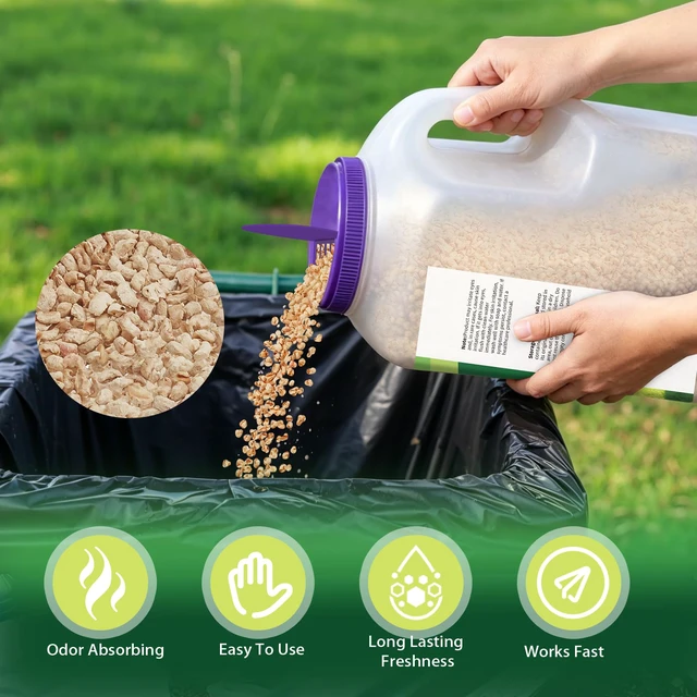 Alt view image 3 of 7 - Outdoor Trash Can Deodorizer 4 lbs, Strong Garbage Can Deodorizer for Bins, Heavy Duty Odor Eliminator & Moisture Absorber for Garbage Cans, Trash Bins, Outdoor Waste Containers & Recycling Bins