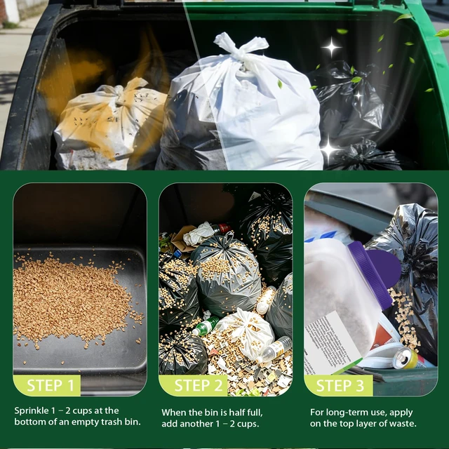 Alt view image 4 of 7 - Outdoor Trash Can Deodorizer 4 lbs, Strong Garbage Can Deodorizer for Bins, Heavy Duty Odor Eliminator & Moisture Absorber for Garbage Cans, Trash Bins, Outdoor Waste Containers & Recycling Bins