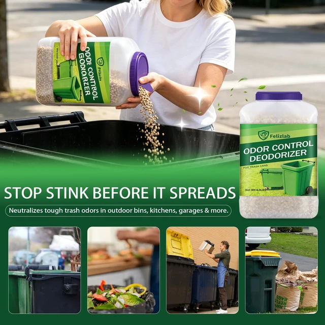 Alt view image 5 of 7 - Outdoor Trash Can Deodorizer 4 lbs, Strong Garbage Can Deodorizer for Bins, Heavy Duty Odor Eliminator & Moisture Absorber for Garbage Cans, Trash Bins, Outdoor Waste Containers & Recycling Bins