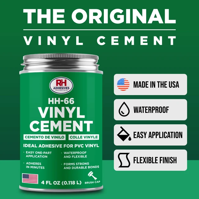 Alt view image 2 of 7 - HH-66 Vinyl Cement 4 oz - Waterproof PVC & Vinyl Glue for Pools, Tarps Flexible waterproof bond, dries clear, for vinyl, PVC and canvas, pool liners, inflatables, tarps, boat seats