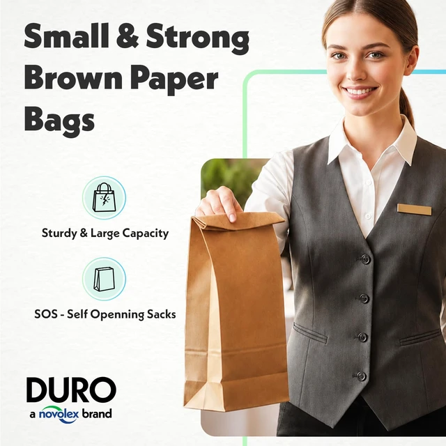 Alt view image 2 of 7 - 18412 12# Large Brown Paper Bags, 7.06 x 4.5 x 13.75 Inches, 500 Ct Made In USA | Disposable Paper Bags Ideal for Deli's, Bakeries, Grocery, & Takeout