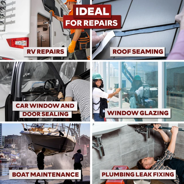 Alt view image 6 of 7 - Butyl Tape RV Black, 3/4 in x 45 Ft, 1/8 in Thick EDPM Rubber Sealant Tape - Roof Patching, Boat Sealing, Leak Proof Butyl Putty Tape