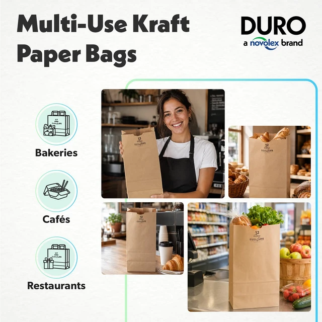 Alt view image 3 of 7 - 18412 12# Large Brown Paper Bags, 7.06 x 4.5 x 13.75 Inches, 500 Ct Made In USA | Disposable Paper Bags Ideal for Deli's, Bakeries, Grocery, & Takeout