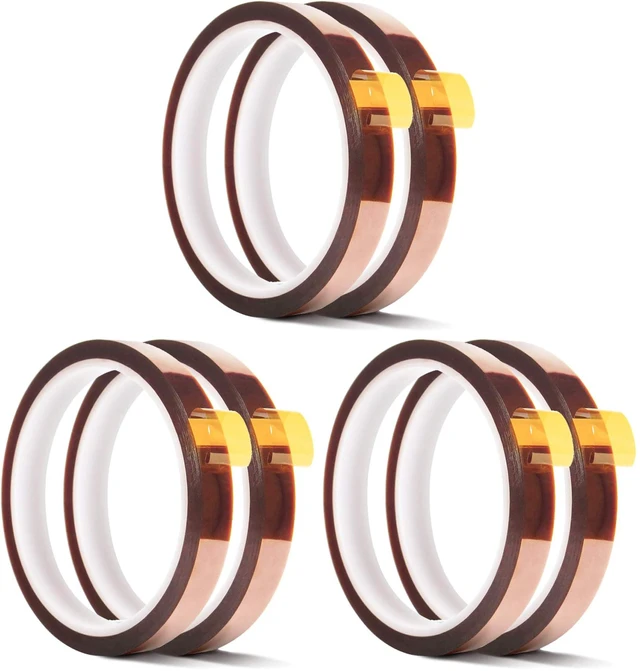 Main image of 2 Rolls 10mm X 33m 108ft Heat Tape,Adhesive Heat Resistant/Transfer Tape, Heat Vinyl Thermal Sublimation Press Tape,No Residue,Electronics,Soldering,Circuit Board (Pack of 3)