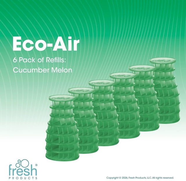 Alt view image 2 of 7 - Eco Air Freshener Refill Solid Dry, Cucumber Melon, 6 Pack Natural Oils, No Acetone Or Propellants, Made In USA, Lasts 30 Days, Ideal For Home, Business Or Commercial Spaces