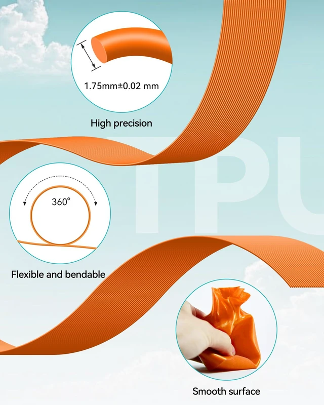 Alt view image 4 of 7 - TPU Filament 1.75mm,(1kg,Red,90a TPU) 3D Printer Filament,Highly Elastic 90A TPU Filament,Flexible 3D Filament for Fast Printing,Dimensional Accuracy +/- 0.03mm