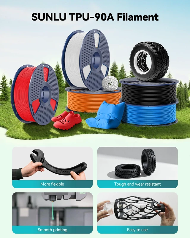 Alt view image 5 of 7 - TPU Filament 1.75mm,(1kg,Red,90a TPU) 3D Printer Filament,Highly Elastic 90A TPU Filament,Flexible 3D Filament for Fast Printing,Dimensional Accuracy +/- 0.03mm