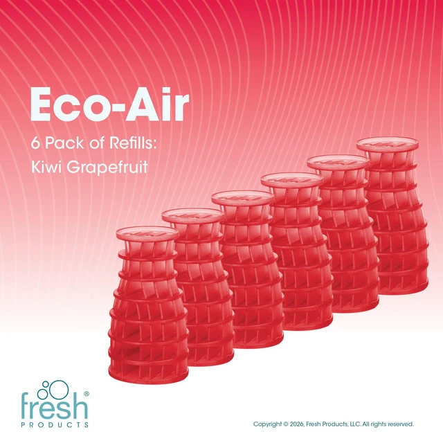 Alt view image 2 of 7 - Eco Air Freshener Refill Solid Dry, Kiwi Grapefruit, 6 Pack Natural Oils, No Acetone Or Propellants, Made In USA, Lasts 30 Days, Ideal For Home, Business Or Commercial Spaces