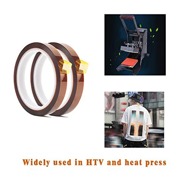 Alt view image 4 of 6 - 2 Rolls 10mm X 33m 108ft Heat Tape,Adhesive Heat Resistant/Transfer Tape, Heat Vinyl Thermal Sublimation Press Tape,No Residue,Electronics,Soldering,Circuit Board (Pack of 3)