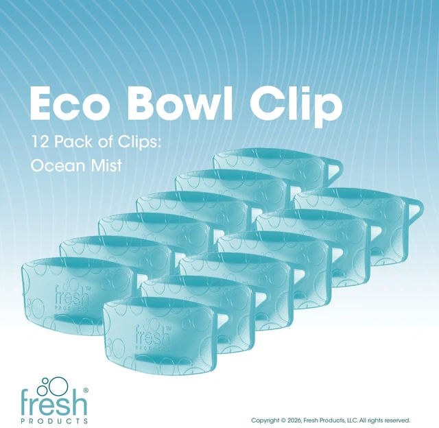 Alt view image 2 of 7 - Eco Bowl Clip Air Freshener, Ocean Mist, 12 Pack Natural Oils, Made in USA, Rim Toilet Tank Trash Cabinet, Air & Trash and Bathroom Freshener, Lasts 30 Days, Chemical Free