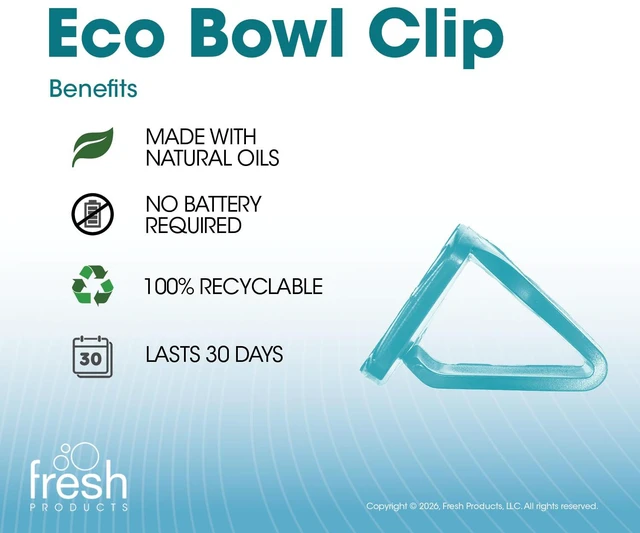 Alt view image 3 of 7 - Eco Bowl Clip Air Freshener, Ocean Mist, 12 Pack Natural Oils, Made in USA, Rim Toilet Tank Trash Cabinet, Air & Trash and Bathroom Freshener, Lasts 30 Days, Chemical Free