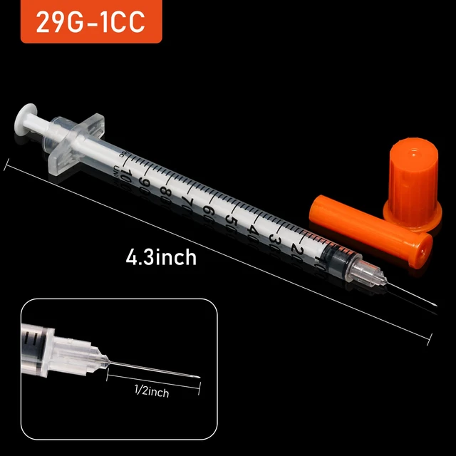 Alt view image 2 of 7 - 29G 1cc 1/2" Syringe with Needle - Disposable Individual Package-100 Pack