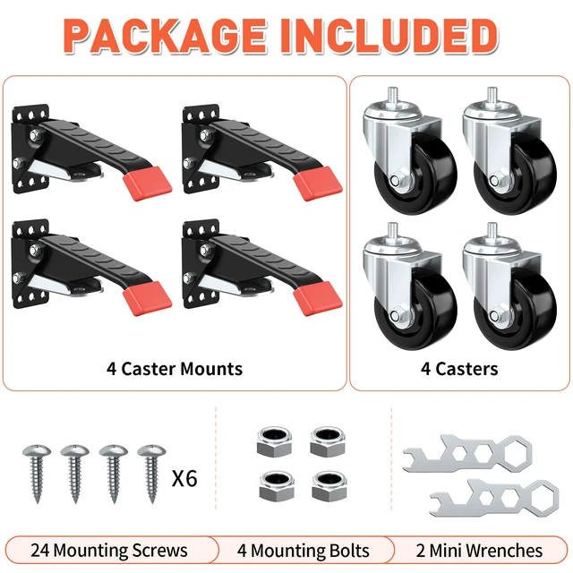 Alt view image 7 of 7 - Workbench Casters kit 920 Lbs- Retractable Casters, 4 Pack 3 Inch Heavy Duty Bench Caster Wheels Side Mounted Retractable Workbench Wheels Designed for Workbenches Machinery & Tables