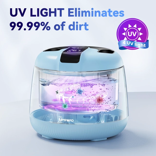 Alt view image 2 of 7 - Ultrasonic Retainer Cleaner Machine 48kHz, Dental Ultrasonic Care Cleaner Ultrasonic Retainer Cleaner for Dentures, Aligners, Mouth Guards, Toothbrush Heads and Jewelry with 200ML Capacity
