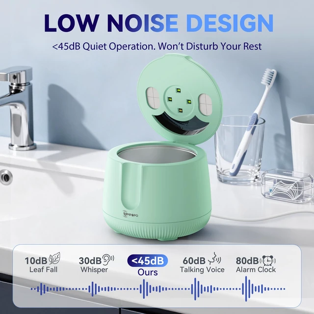 Alt view image 6 of 7 - Ultrasonic Retainer Cleaner Machine 48kHz, Dental Ultrasonic Care Cleaner Ultrasonic Retainer Cleaner for Dentures, Aligners, Mouth Guards, Toothbrush Heads and Jewelry with 200ML Capacity