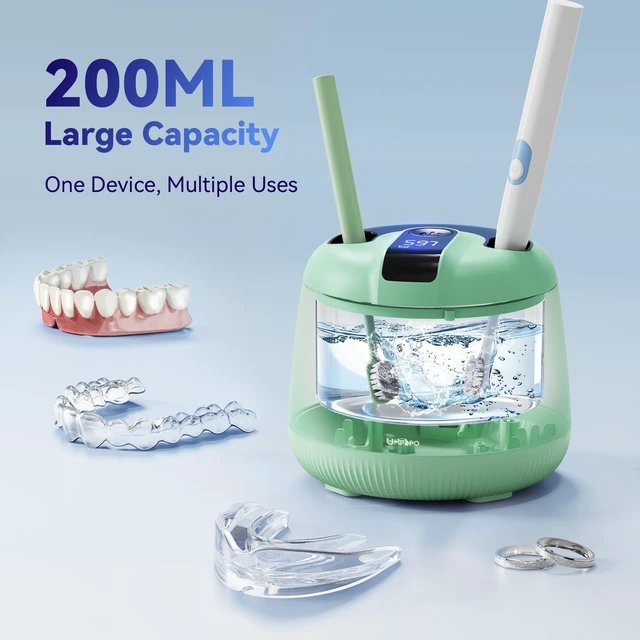 Alt view image 7 of 7 - Ultrasonic Retainer Cleaner Machine 48kHz, Dental Ultrasonic Care Cleaner Ultrasonic Retainer Cleaner for Dentures, Aligners, Mouth Guards, Toothbrush Heads and Jewelry with 200ML Capacity