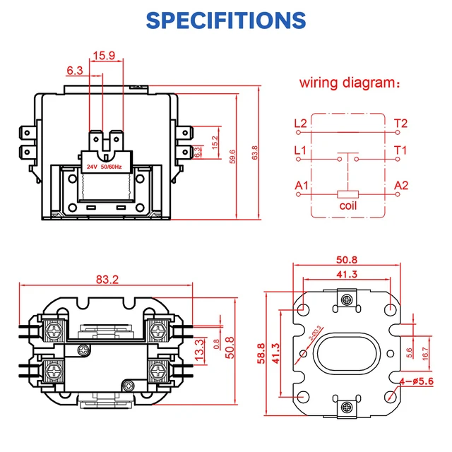 Alt view image 4 of 6 - 1 Poles FLA 30 Amp Coil 24 VAC Air Conditioner Condenser Compressor Contactor AC Definite Purpose Contactor