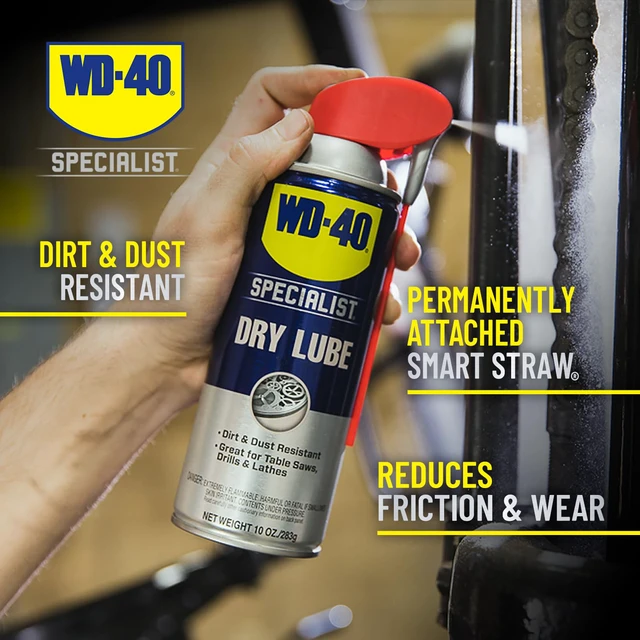 Alt view image 2 of 7 - Dry Lube with Smart Straw, Lubricant for Corrosion Protection on Table Saws, Drills and Lathes, Industrial Strength Friction-Reducing Formula, 10 Oz., 6-pack case