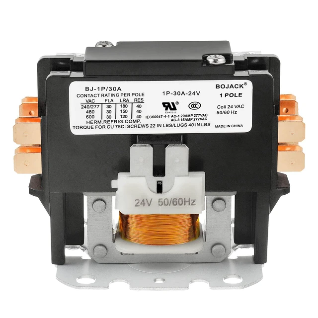 Alt view image 2 of 6 - 1 Poles FLA 30 Amp Coil 24 VAC Air Conditioner Condenser Compressor Contactor AC Definite Purpose Contactor