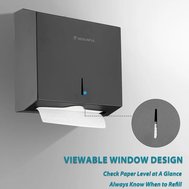 Alt view image 2 of 7 - Commercial Paper Towel Dispenser Wall Mount, Large Capacity Stainless Steel Folded Paper Towel Dispenser, Suitable for Bathrooms and Public Places, Matte Black