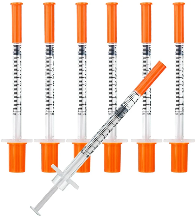 Main image of 0.5ml Syringes 31G x 1/4" 6mm Disposable Lab Syringe with Caps, 100 Pack 0.5cc 31 Gauge 1/4 Inch, Leak-Proof Design, Fine Tip, Home & Labs Use, Individually Wrapped