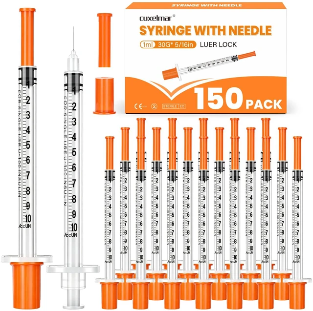 Main image of 150 Pack 1ml 30G 5/16" Industrial Precision Oiler, Fine Tip Applicator, Individually Wrapped, for Glue, Ink, Lubricant & Craft Refilling
