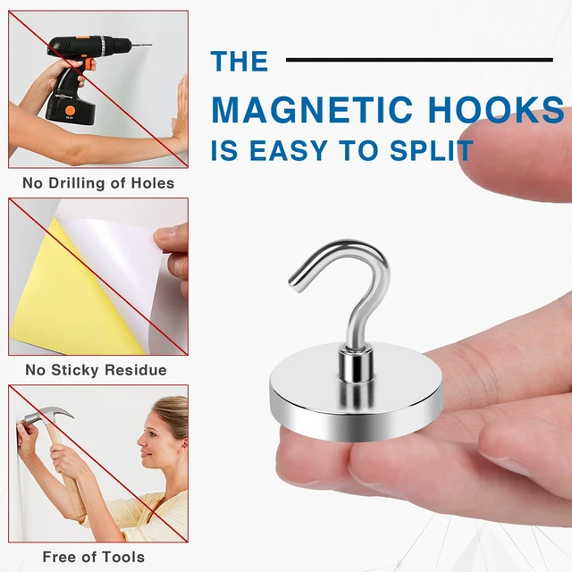 Alt view image 4 of 7 - Magnetic Hooks for Cruise Cabins, 130LBS, 12Pack Classroom Metal Key Holder Hanging Ship Door Decorations Heavy Duty Neodymium Locker Accessories Fridge Refrigerator, Silver