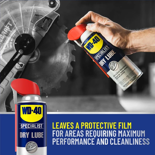 Alt view image 4 of 7 - Dry Lube with Smart Straw, Lubricant for Corrosion Protection on Table Saws, Drills and Lathes, Industrial Strength Friction-Reducing Formula, 10 Oz., 6-pack case